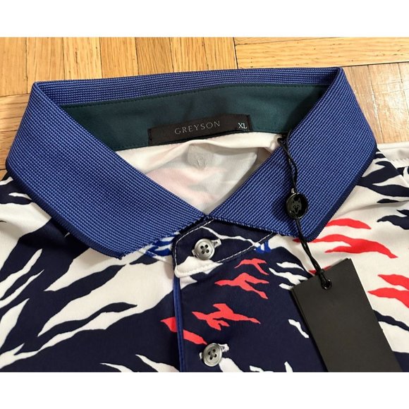 New Greyson Peace Maker Golf Polo Shirt Mens XL Jungle Theme Print Performance - Picture 3 of 9